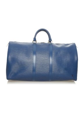 Louis Vuitton Blue Epi Leather Keepall 55 Weekend Bag
