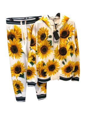 Dolce & Gabbana White Sunflower Print Sweatshirt & Joggers