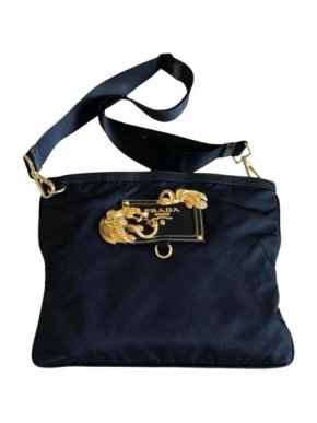 Prada Black Tessuto Dragon Embellished Crossbody Bag