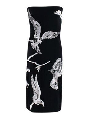 Alexander McQueen Archive Birds Lace Applique Strapless Dress