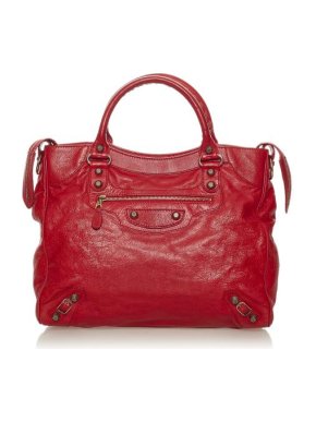 Balenciaga Red Leather Motocross City Giant Tote Bag