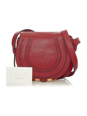Chloe Deep Red Leather Marcie Crossbody Bag