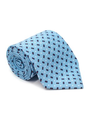 E. Marinella Light Blue Geometric Pattern Silk Tie