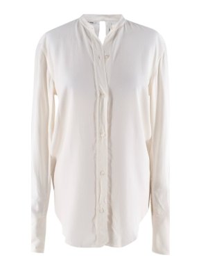Helmut Lang Ivory Jacquard Twill Knotted Open Back Shirt