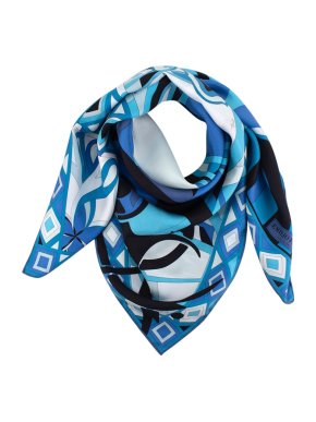 Emilio Pucci Blue Abstract-Print Silk Scarf