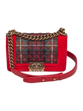 Chanel Paris/Edinburgh Small Red Tartan Boy Bag