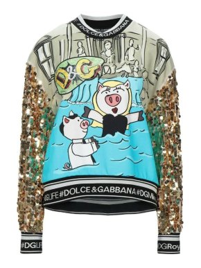 Dolce & Gabbana Multicolour Cartoon Sequin Embellished Sweater