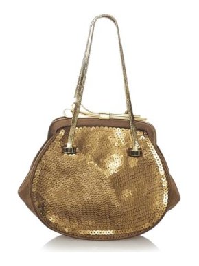 Chloe  Gold Sequin Embellished Evening Bag