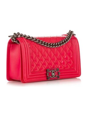 Chanel Pink Patent Leather Medium Boy Shoulder Bag