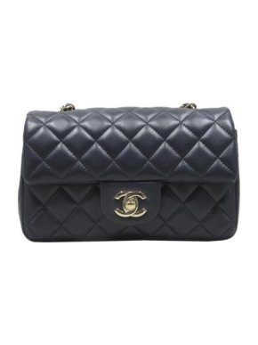 Chanel Navy Leather Quilted Single Flap Bag