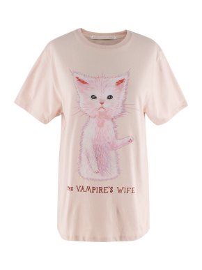 The Vampire's Wife Pale-Pink Kitten Logo Print T-Shirt