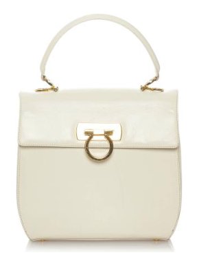 Salvatore Ferragamo Ivory Leather Gancini Flap Bag