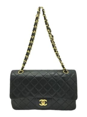 Chanel Black Leather Quilted Medium Flap Bag