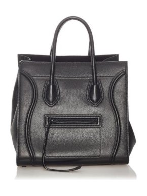 Celine Black Leather Phantom Luggage Tote Bag