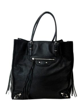 Balenciaga Black Leather Papier A5 Tote Bag