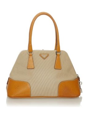 Prada Beige Canvas Canapa Bauletto Bag