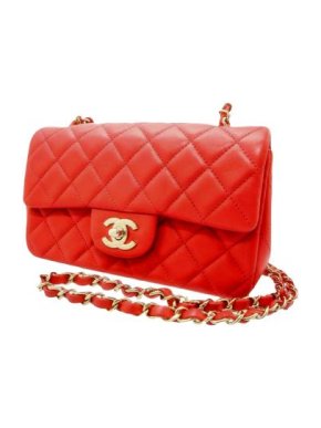 Chanel Red Leather Quilted Mini Flap Bag