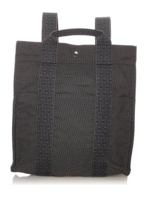 Hermes Vintage Black Canvas Herline MM Backpack