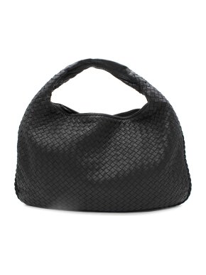 Bottega Veneta Black Intreciato Large Hobo Bag