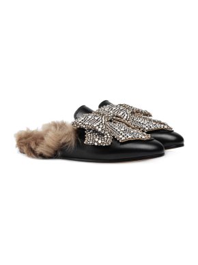 Gucci Princetown Embellished Leather Slippers