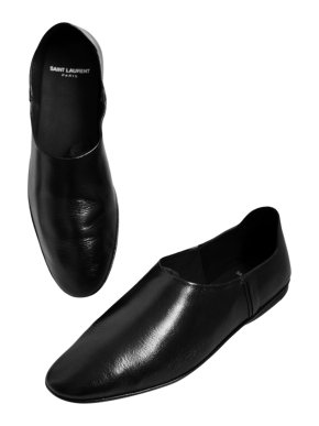 Saint Laurent Black Leather Collapsible Heel Flats