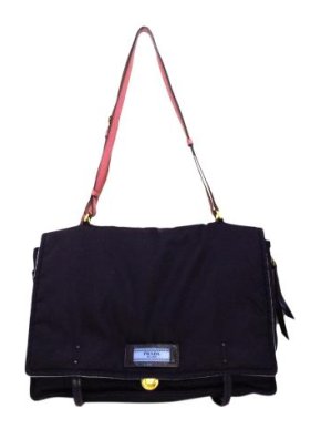 Prada Vintage Black Tessuto Nylon Etiquette Messenger Bag