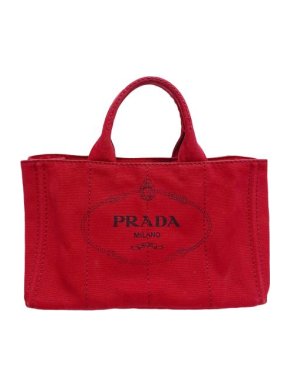Prada Red Canvas Canapa Logo Tote Bag