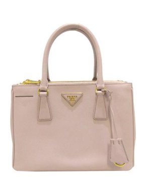 Prada Pink Saffiano Leather Lux Galleria Double Zip Bag