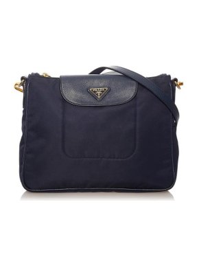 Prada Vintage Navy Tessuto Nylon Messenger Bag