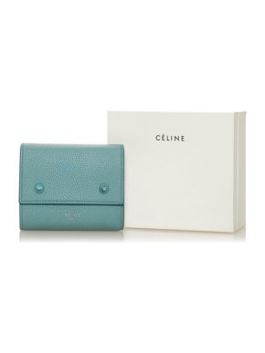Celine Blue & White Leather Trifold Wallet