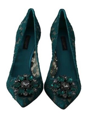 Dolce & Gabbana Teal Taormina Lace Heeled Pumps