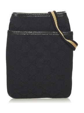 Gucci Vintage Black GG Monogram Canvas Cross Body Bag