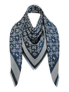 Louis Vuitton Navy Silk Shawl Scarf