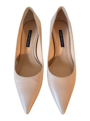 Stuart Weitzman Nude Leather Block Heeled Pumps