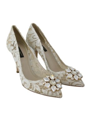 Dolce & Gabbana Ivory Taormina Lace Heeled Pumps