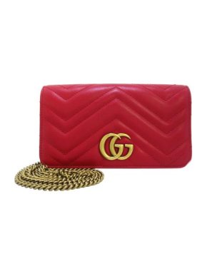Gucci Red Leather GG Marmont Cross Body Bag