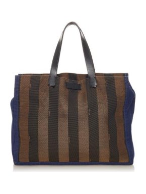 Fendi Striped Canvas Pequin Tote Bag