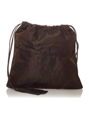 Prada Chocolate-Brown Tessuto Nylon Drawstring Pouch