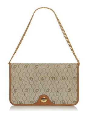 Christian Dior Vintage Beige Honeycomb Canvas Bag