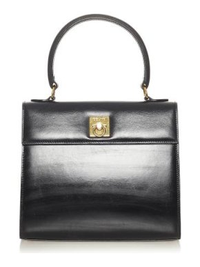 Celine Black Leather Box Top Handle Bag