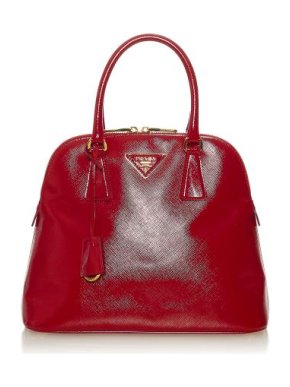 Prada Red Saffiano Vernice Leather Promenade Bag