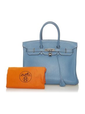 Hermes Cornflower Blue Taurillion Clemence Birkin 35 PHW Bag