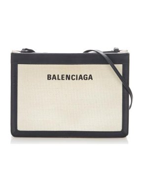 Balenciaga Navy Leather Trimmed S Pochette Bag