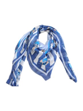 Alexander McQueen Blue & White Stripe Skull Scarf