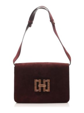 Salvatore Ferragamo Burgundy Suede Flap Bag