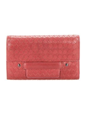 Bottega Veneta Pink Intreciato Leather Long Wallet