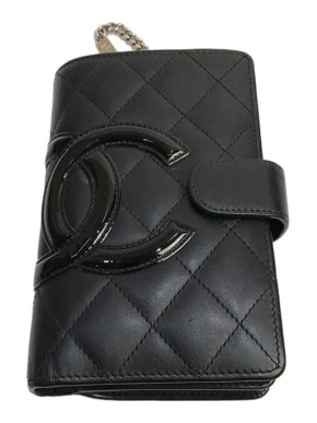 Chanel Black Quilted Leather CC Logo Wallet