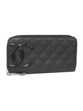 Chanel Black Quilted Leather CC Cambon Ligne Zip Wallet