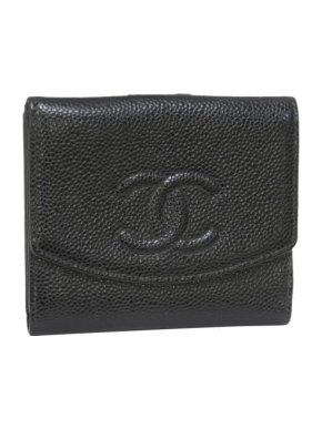 Chanel Black Caviar Leather CC Small Bifold Wallet