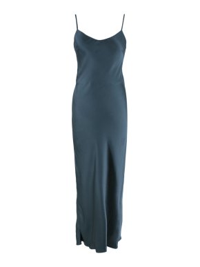 Asceno Lyon Petrol Bamboo-Satin Slip Dress